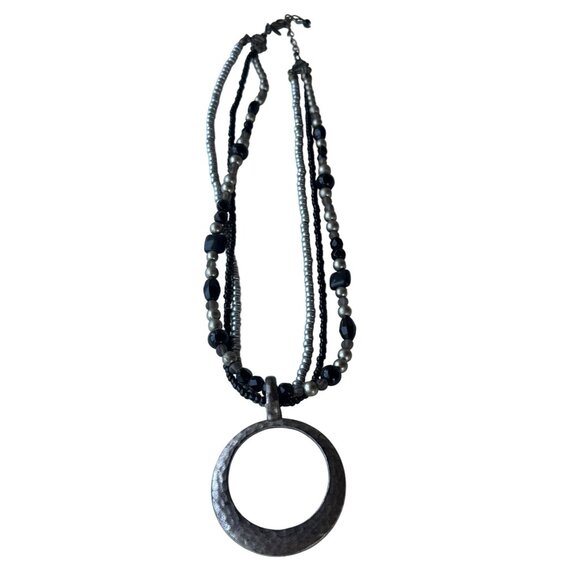Women's Unbranded Black & Silver Fashion Jewelry Necklace Adjustable 12.5 Inch - Picture 3 of 9